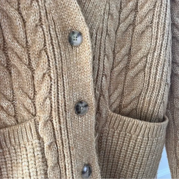 LOFT Chunky Cable Knit Cardigan Sweater - Picture 3 of 4